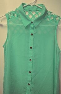 Turqoise blouse top Medium